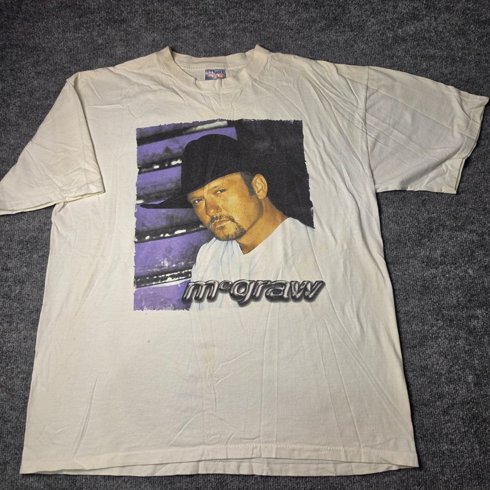Vintage Tim McGraw 2000 Tour T-Shirt Mens XL All Sport White Country Music Tee